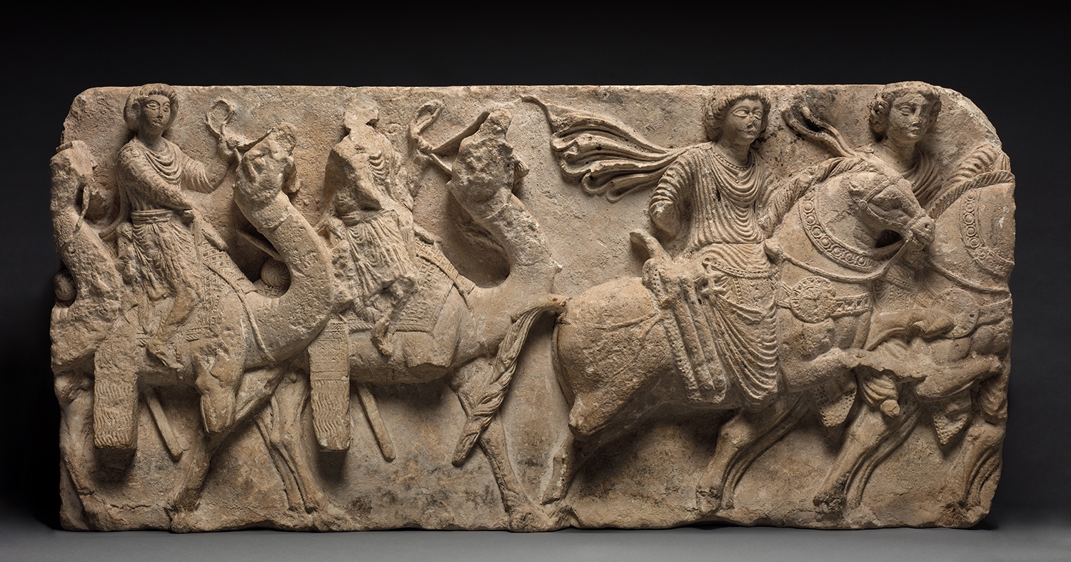 picture for Relief sculpture with men riding camels and horses, from Palmyra, 2nd century